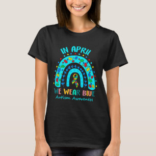 Puzzle Regenbogen im April tragen wir blauen Autis T-Shirt