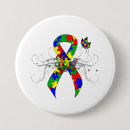 Puzzle Ribbon Butterfly Button