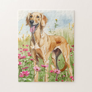 Puzzle – Saluki Wasserfarben-Hundeschachtel-Gesche