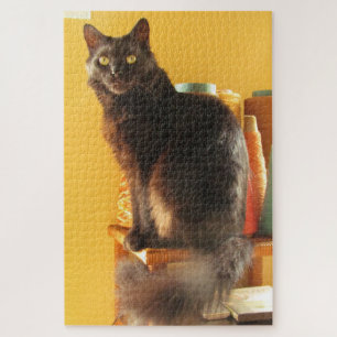 Puzzle - Schwarze Katze und Garne