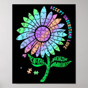 Puzzle-Sonnenblume für psychische Gesundheitsaufkl Poster