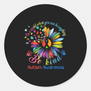 Puzzle Sunflower Be Kind Autism Awareness Support Runder Aufkleber