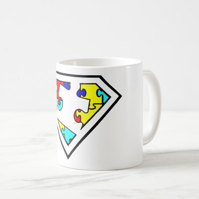 Puzzle Super Power Autismus Bewusstsein Kaffeetasse (VorderseiteRechts)