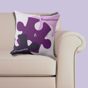 Puzzle-Teile Lila Rosa Vorstellungskraft & Kreativ Kissen