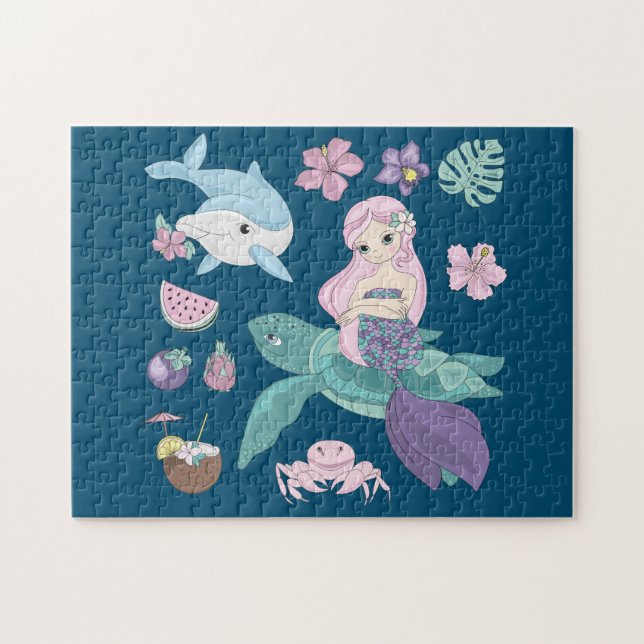 Puzzle "unter dem Meer" für Mädchen. (Horizontal)