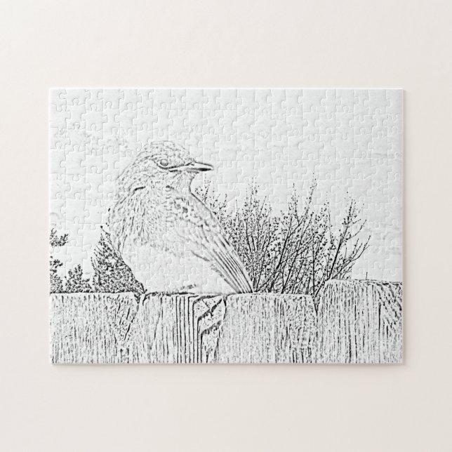 Puzzle - Vogel auf Zaun bis Farbe (Horizontal)
