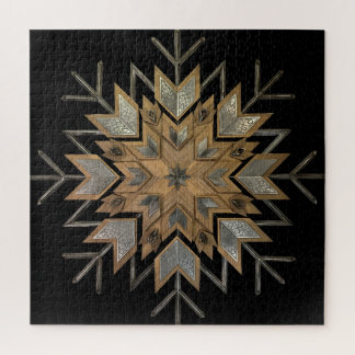 Puzzle Walnut mit Strohstahl und Schneeflocken