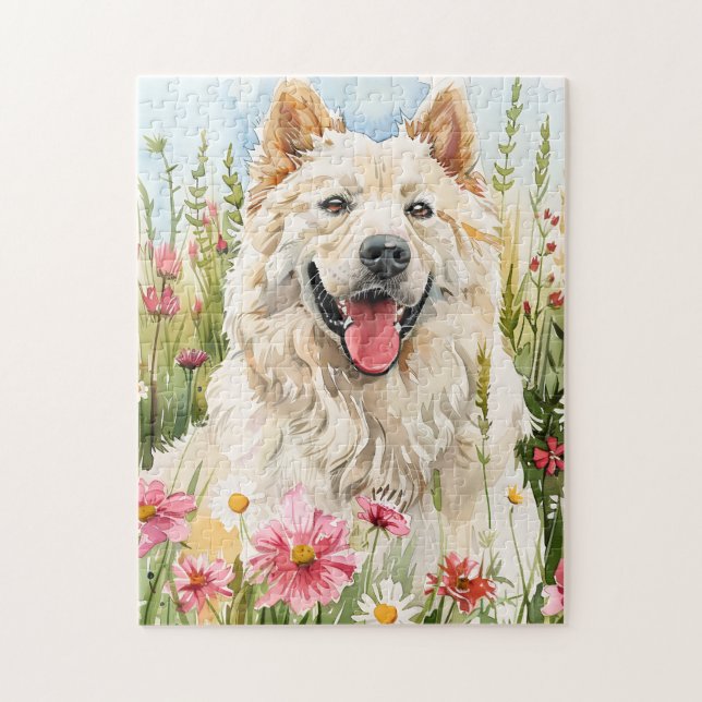 Puzzle – Wasserfarben-Puzzle für Samojeden-Fans (Vertikal)