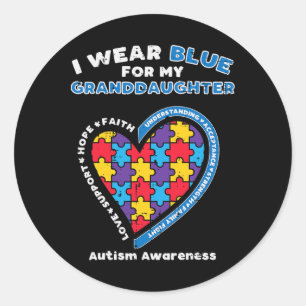 Puzzle Wear Blue for Grandtochter Autism Awarenes Runder Aufkleber