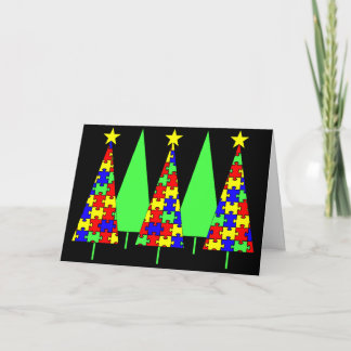 Puzzle Weihnachtsbaumen - Aufklärung über Autismus Feiertagskarte