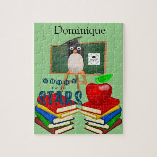 Puzzle White and Black Pinguin School Student