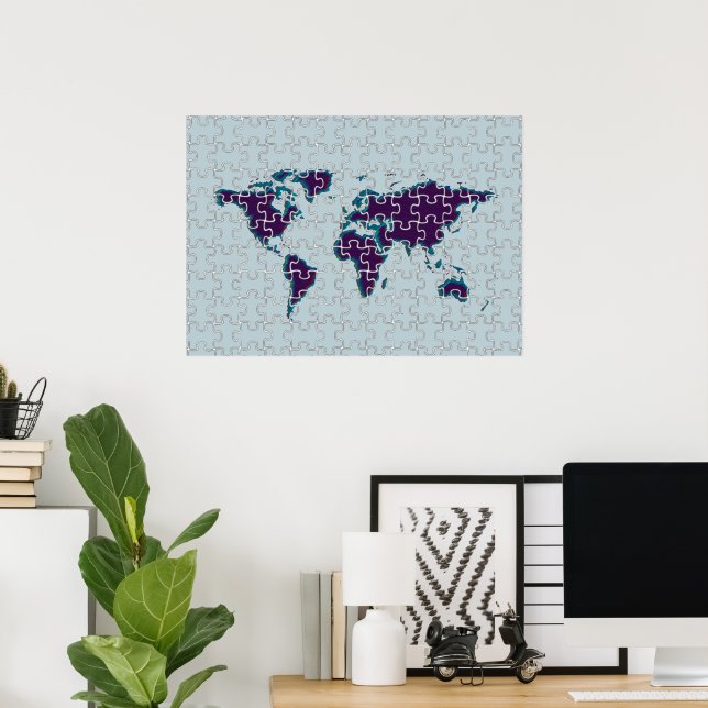 Puzzle World Map Decor Poster (Heimbüro)