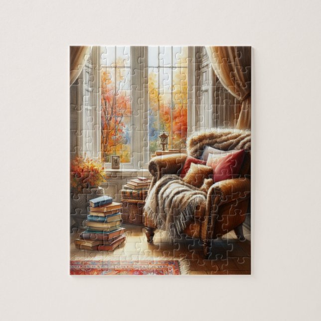Puzzle zur Ansicht im Fenster im Herbst (Vertikal)
