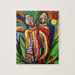 Puzzles African Women Parrot