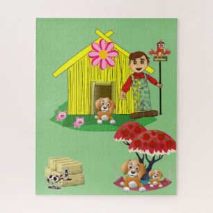 Puzzles Bauer Kuh Schweine Bauernhof