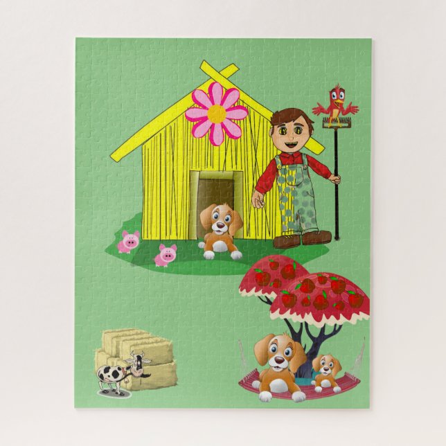 Puzzles Bauer Kuh Schweine Bauernhof (Vertikal)