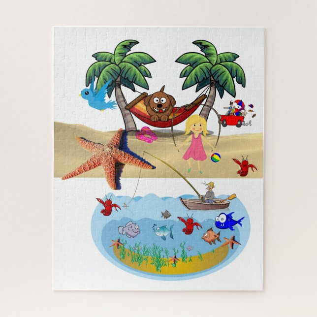 Puzzles Beach Fishing Ocean Sand Crabs (Vertikal)
