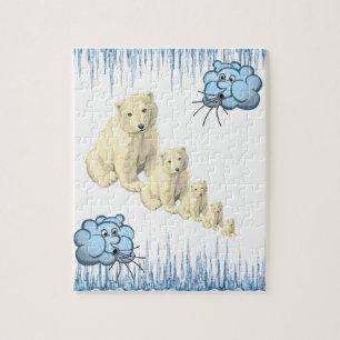 Puzzles Blue Clouds Polar Bears Ice