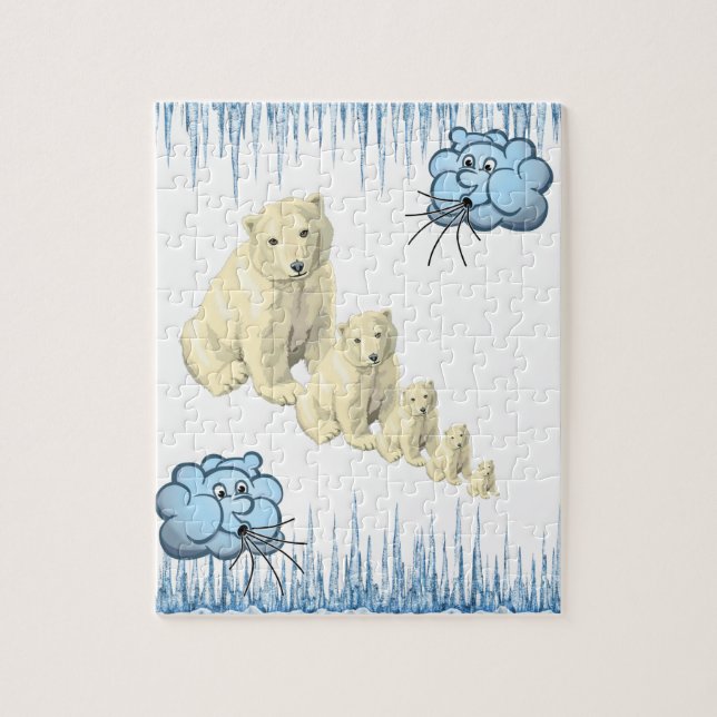 Puzzles Blue Clouds Polar Bears Ice (Vertikal)