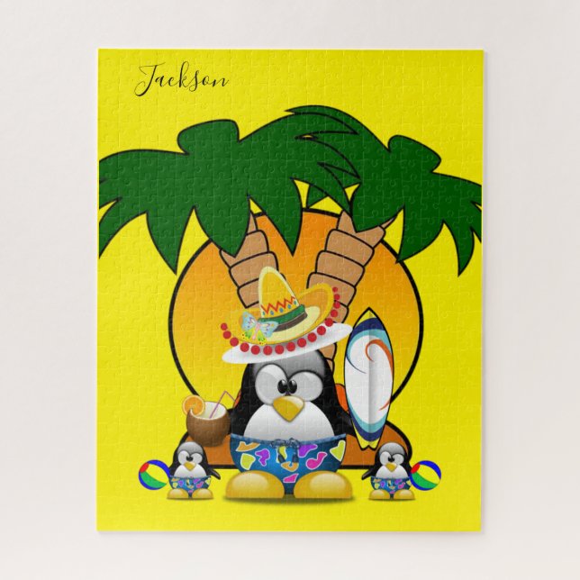 Puzzles Blue Pinguin Surfer Sombrero (Vertikal)