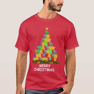 Puzzles Christmasree Frohe Weihnachtsfrau T-Shirt