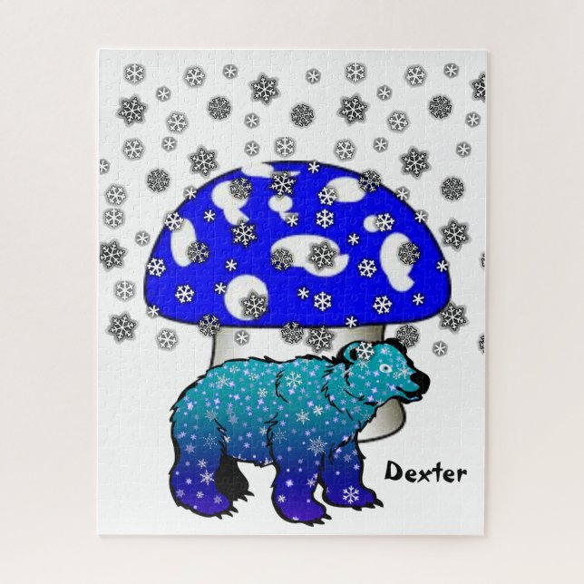 Puzzles Eisbär Schneeflocken Pilz (Vertikal)