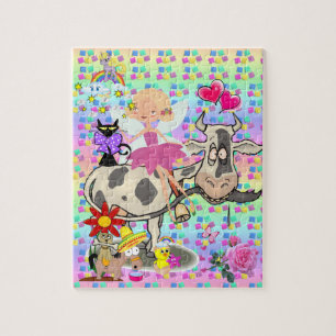 Puzzles Fairy Rainbow Unicorn Dog Kuh Spaß