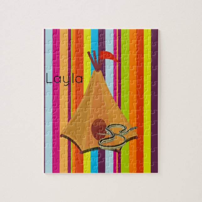 Puzzles Farbenfrohe Streifen Zelt Camping Schlange (Vertikal)