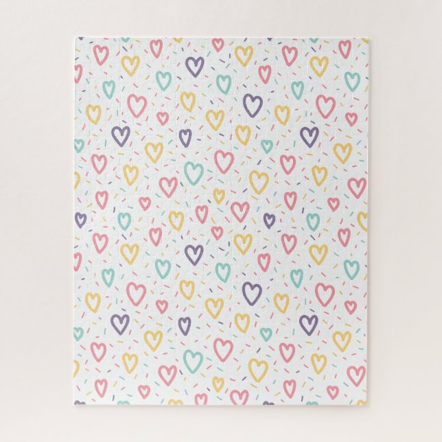 Puzzles Farbige Herzen Frohen Valentinstag (Vertikal)