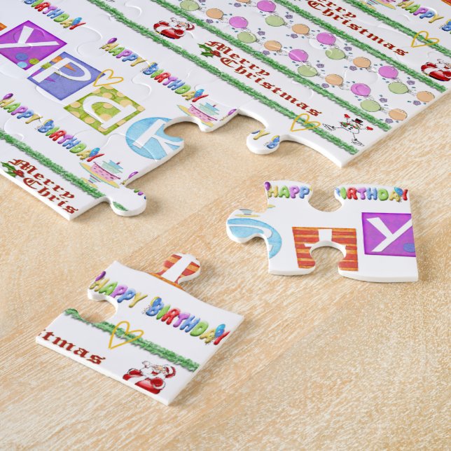 Puzzles farbiges Glück Geburtstag Frohe Weihnachte (Seite)
