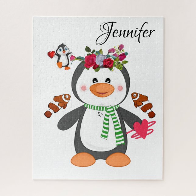Puzzles Floral Pinguin Herzen Happy Valentine (Vertikal)