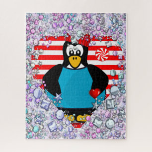 Puzzles Floral Pinguin Herzen Happy Valentine