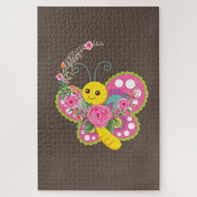 Puzzles fordern braune Blütenschmetterlinge heraus (Vertikal)