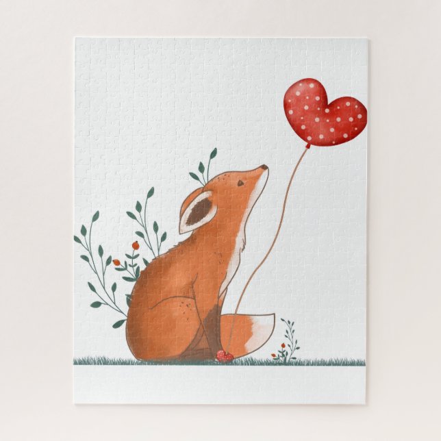 Puzzles Foxy Rote Herzen Frohen Valentinstag (Vertikal)
