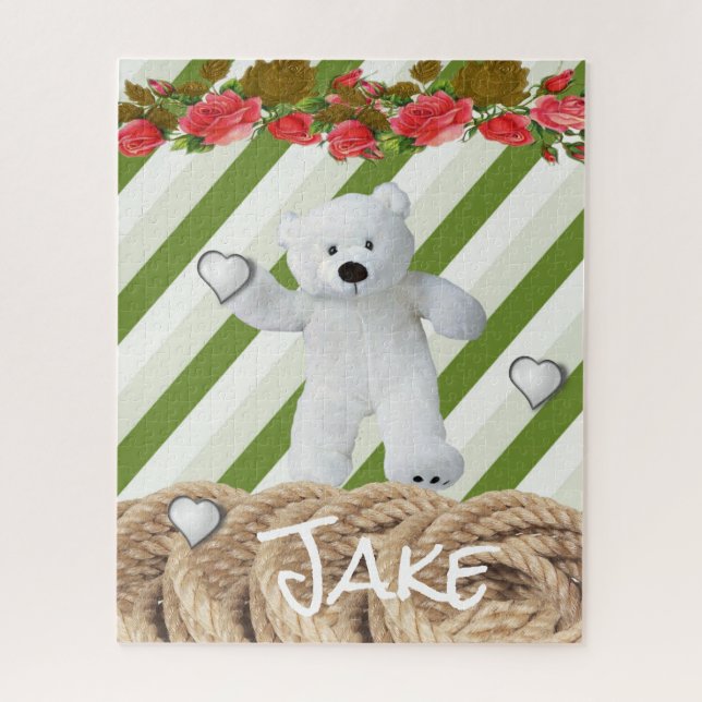 Puzzles Green Stripe Teddy Bears (Vertikal)