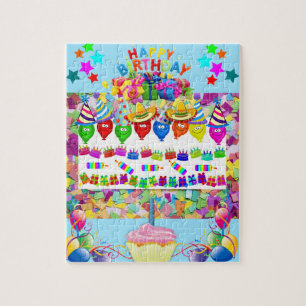 Puzzles Happy Birthday Balloons Cupcake