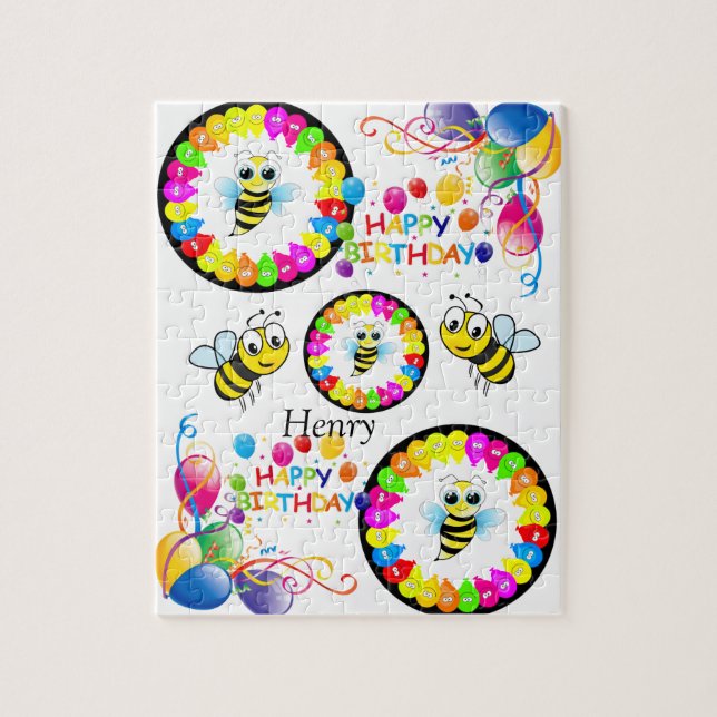 Puzzles Happy Birthday Bumblebeen Balloons (Vertikal)