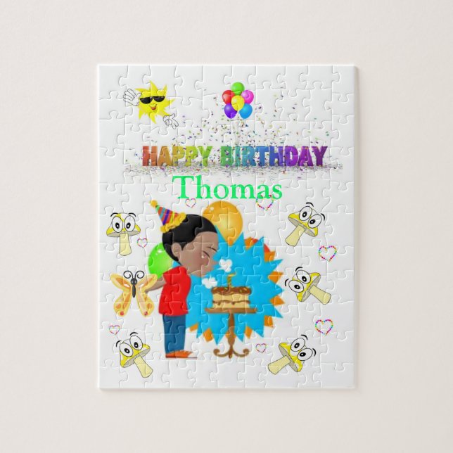 Puzzles Happy Birthday Cake African Boy (Vertikal)