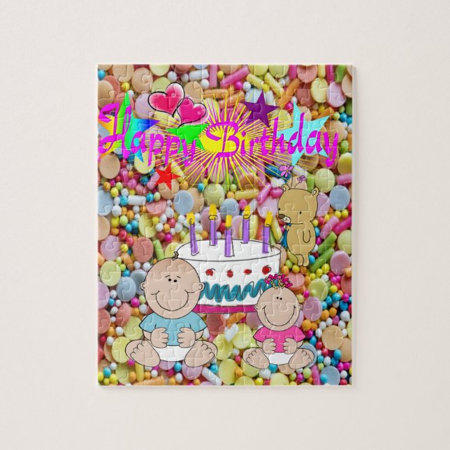 Puzzles Happy Birthday Candy Baby Girl Baby Boy (Vertikal)