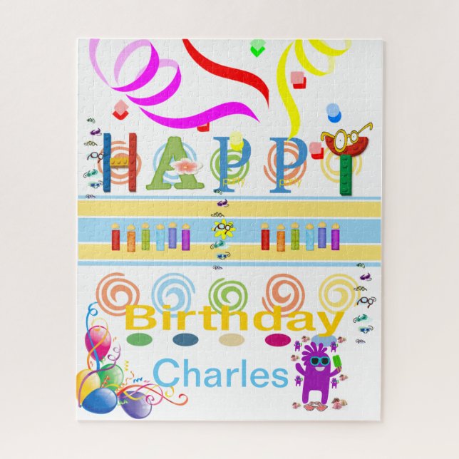 Puzzles Happy Birthday Eyeglasses Balloons (Vertikal)
