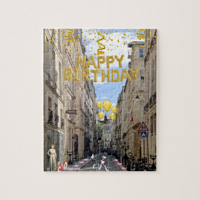 Puzzles Happy Birthday Paris Frankreich Frau Flora (Vertikal)