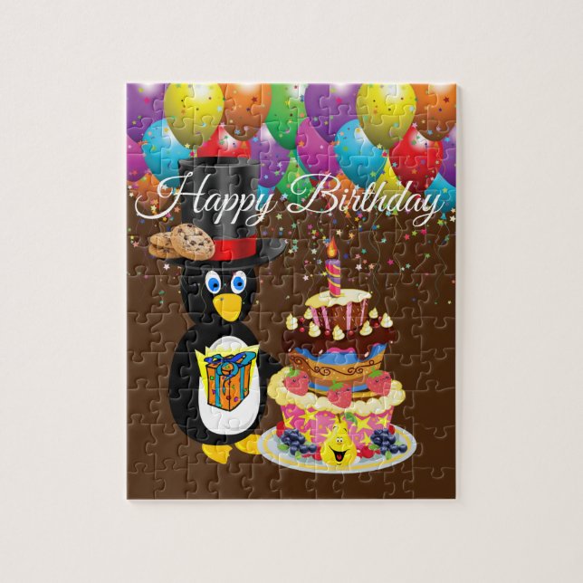 Puzzles Happy Birthday Pinguin Cake (Vertikal)