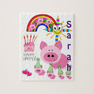 Puzzles Happy Birthday Pink Schweine