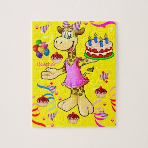 Puzzles Happy Geburtstag Giraffe Yellow