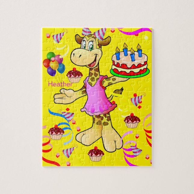 Puzzles Happy Geburtstag Giraffe Yellow (Vertikal)