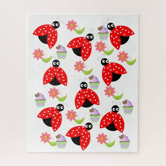 Puzzles Happy Geburtstag Lady Bug Cupcake (Vertikal)
