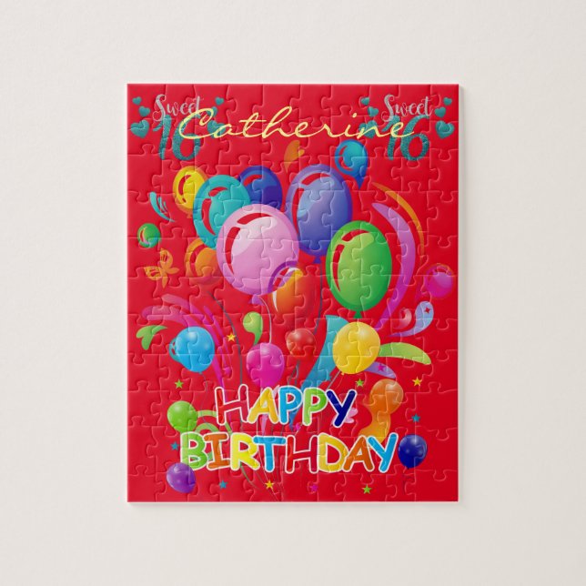 Puzzles Happy Geburtstag Sweet 16 Balloons (Vertikal)