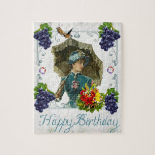 Puzzles Happy Geburtstag Vintage Frau Floral