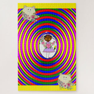 Puzzles Herausforderung Farben Mädchen Katzen Kätz