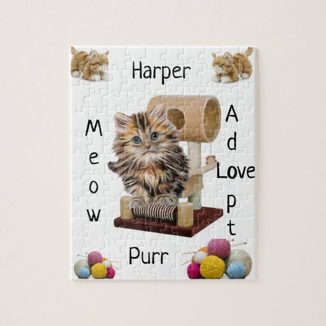 Puzzles Kitten Cat Condo Garn Meow Adoptiert (Vertikal)